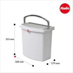 Hailo Multifunktionseimer 12 l 1068099 Kunststoff hellgrau mit Deckel und Wandhalter für Küche Bad Reinigung