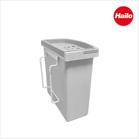 Hailo Multifunktionseimer 12 l 1068099 Kunststoff hellgrau mit Deckel und Wandhalter für Küche Bad Reinigung