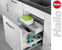 Hailo On-Top 3205601 Einbau Mülltrennsystem 60 cm Auszug 2x 4 Liter Abfallbehälter mit Deckel