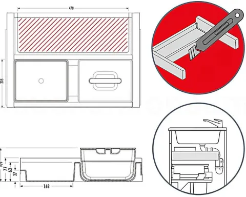 Hailo On-Top 3205601 Einbau Mülltrennsystem 60 cm Auszug 2x 4 Liter Abfallbehälter mit Deckel