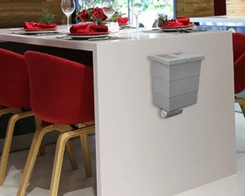 HAILO ReadyBin 1075965 Inneneimer 10 l 226x160x350 mm Kunststoff hellgrau mit Wandhalter