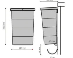 HAILO ReadyBin 1075965 Inneneimer 10 l 226x160x350 mm Kunststoff hellgrau mit Wandhalter