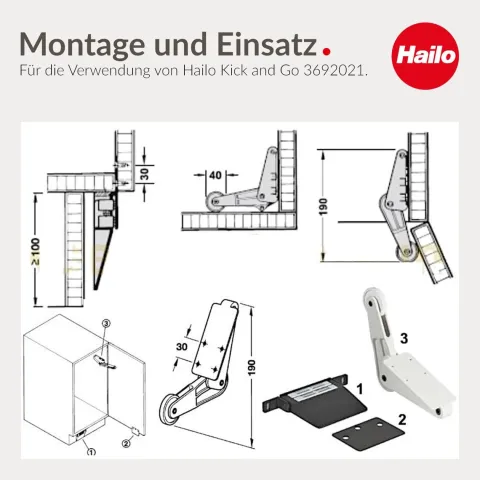 Hailo Türöffner 3692021 Kick and Go Fußpedal Drehtür mit Türschnapper mechanisch