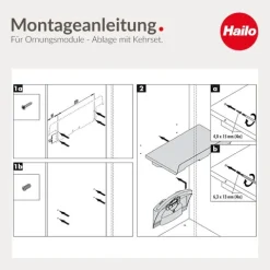Hailo Universalablage 3271811 Ablage mit Kehr-Set 289 x 480 x 158 mm Metall dunkelgrau