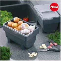 Hailo Universaldepot Kitty 2x 4 Liter Aufbewahrungsbehälter mit Henkel grau Kunststoff