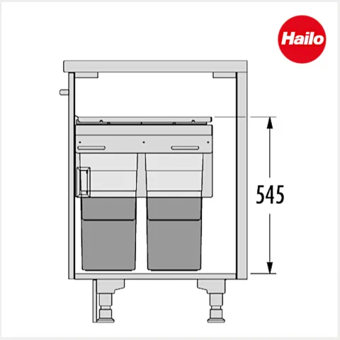 Hailo Abfallsammler 3619841 Euro Cargo 90 Liter dunkelgrau für Frontauszug
