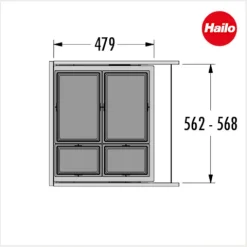 Hailo Abfallsammler 3619841 Euro Cargo 90 Liter dunkelgrau für Frontauszug