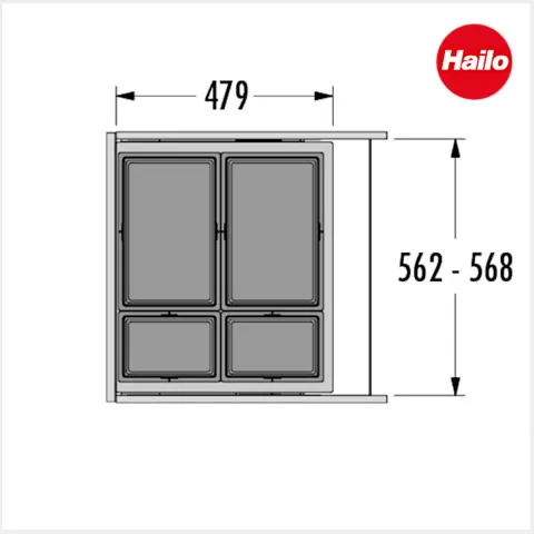 Hailo Abfallsammler 3619841 Euro Cargo 90 Liter dunkelgrau für Frontauszug