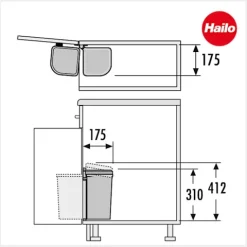 Hailo Abfallsammler 5 L AS Pico 5 3505001 Einbaumülleimer weiß für Drehtürschrank