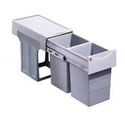 Hailo Abfallsammler 30 Liter 3666811 TA Swing Tandem Kunststoff hellgrau für 30 cm Drehtürschrank