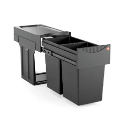 Hailo Abfallsammler 30 Liter Tandem 3666851 Einbau Mülltrennsystem Kunststoff schwarz Küchenschrank Drehtür
