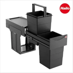 Hailo Abfallsammler 30 Liter Tandem 3666851 Einbau Mülltrennsystem Kunststoff schwarz Küchenschrank Drehtür