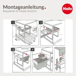 Hailo Abfallsammler 3641222 40 Liter 2x20 mit Biodeckel Vollauszug