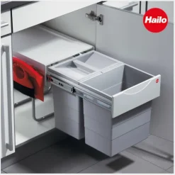Hailo Abfallsammler 3641222 40 Liter 2x20 mit Biodeckel Vollauszug