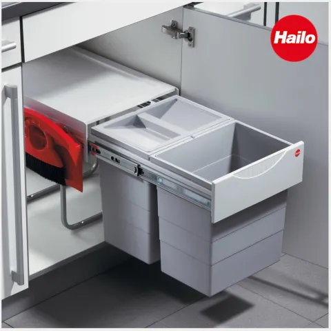 Hailo Abfallsammler 3641222 40 Liter 2x20 mit Biodeckel Vollauszug