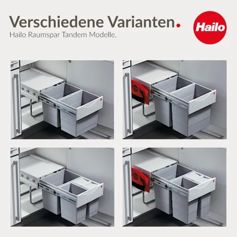 Hailo Abfallsammler 3641222 40 Liter 2x20 mit Biodeckel Vollauszug