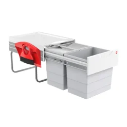 Hailo Abfallsammler 3641222 40 Liter 2x20 mit Biodeckel Vollauszug