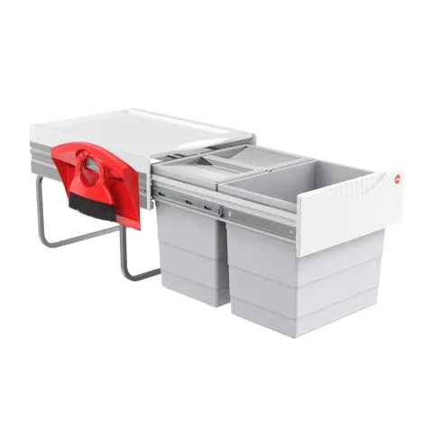Hailo Abfallsammler 3641222 40 Liter 2x20 mit Biodeckel Vollauszug