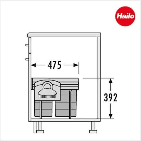 Hailo Abfallsammler 3641222 40 Liter 2x20 mit Biodeckel Vollauszug