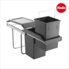 Hailo Abfallsammler 3650101 Tandem 30 Liter Kunststoff dunkelgrau für Drehtürschrank