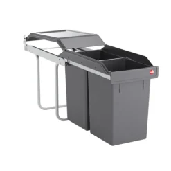 Hailo Abfallsammler 3650101 Tandem 30 Liter Kunststoff dunkelgrau für Drehtürschrank