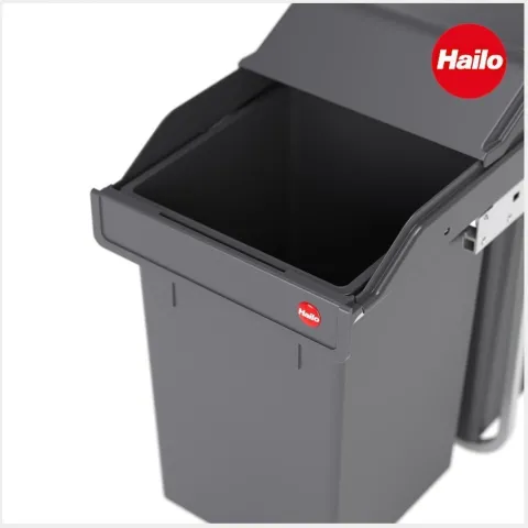 Hailo Abfallsammler 3650101 Tandem 30 Liter Kunststoff dunkelgrau für Drehtürschrank