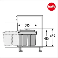 Hailo Abfallsammler 3650103 TA Swing A Tandem 2x 15 Liter mit Müllbeutelrolle
