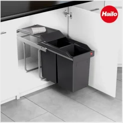 Hailo Abfallsammler 3650103 TA Swing A Tandem 2x 15 Liter mit Müllbeutelrolle