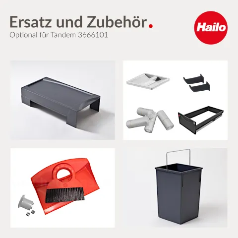 Hailo Abfallsammler 3666191 TZ Swing Terzett 2x7 + 15 Liter Mülltrennsystem Kunststoff Küchenschrank Einbau