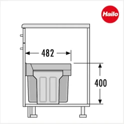 Hailo Abfallsammler 3666191 TZ Swing Terzett 2x7 + 15 Liter Mülltrennsystem Kunststoff Küchenschrank Einbau