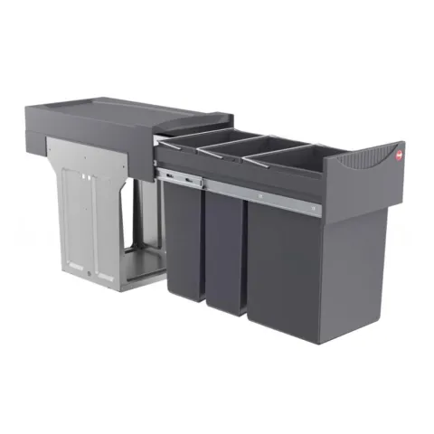 Hailo Abfallsammler 3666191 TZ Swing Terzett 2x7 + 15 Liter Mülltrennsystem Kunststoff Küchenschrank Einbau
