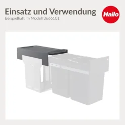 Hailo Deckel 1040239 Abfallsammler Kunststoff dunkelgrau Küchenschrank Müllsystem Zubehör
