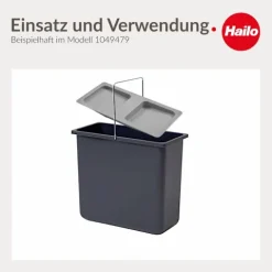 Hailo Deckel 1069619 Ersatzdeckel 12 Liter Inneneimer hellgrau Kunststoff für Allegro Müllsystem