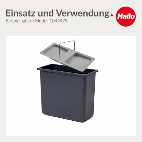 Hailo Deckel 1069619 Ersatzdeckel 12 Liter Inneneimer hellgrau Kunststoff für Allegro Müllsystem