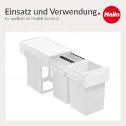 Hailo Deckel 1107269 15 Liter Inneneimer hellgrau Abfallsystem Kunststoff Küchenschrank