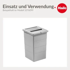 Hailo Deckel 1107269 15 Liter Inneneimer hellgrau Abfallsystem Kunststoff Küchenschrank