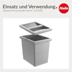 Hailo Deckel 1107279 6,5 Liter Inneneimer Kunststoff hellgrau Abfallsystem