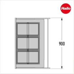 Hailo Einbau-Abfallsammler 51 L Separato M 900 3-fach Kunststoff/Metall dunkelgrau für 90 cm Auszug
