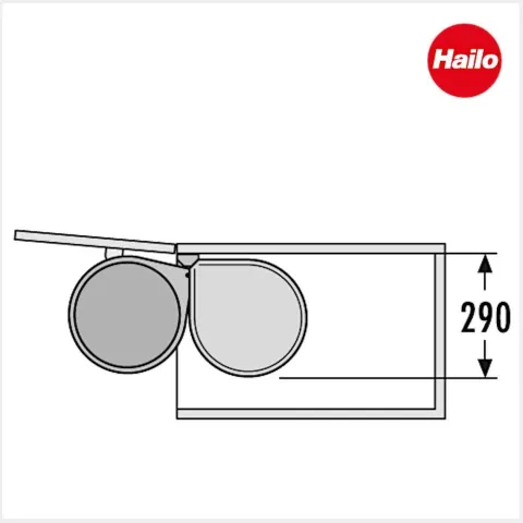 HAILO Einbau-Abfallsammler 12 L 3512001 Swing Kunststoff reinweiß Drehtürschrank