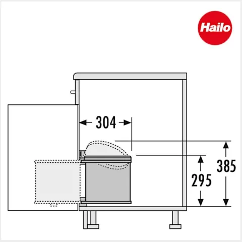 HAILO Einbau-Abfallsammler 12 L 3512001 Swing Kunststoff reinweiß Drehtürschrank