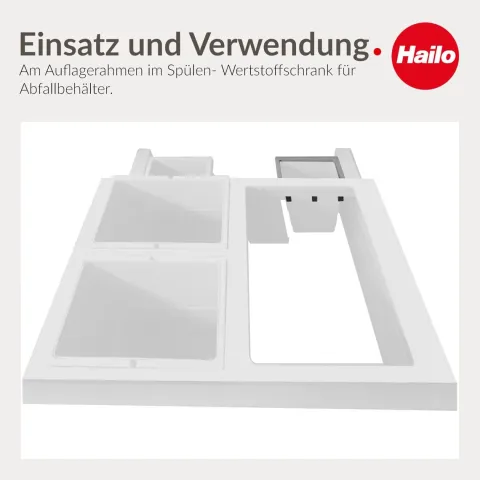 Hailo Halter 3603981 für Inneneimer 1102429 2,5 Liter Kunststoff hellgrau für Küchenschrank Abfallsystem