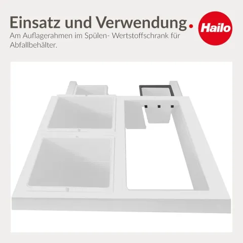 Hailo Halter 3603951 Inneneimer Halter 2,5 Liter Kunststoff dunkelgrau Abfallsystem