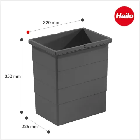 Hailo Inneneimer 1137669 dunkelgrau 20 Liter Ersatzbehälter