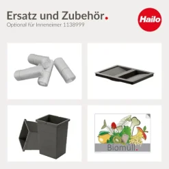 Hailo Inneneimer 1138999 Ersatzbehälter 13 L basaltgrau für HAILO Allegro