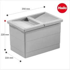 Hailo Inneneimer 1073979 Ersatzbehälter Triple XL mit Deckel Kunststoff Küche Müllsystem