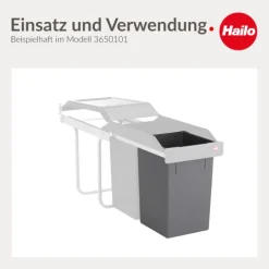 Hailo Inneneimer 1008779 Generation I 15 Liter für Tandem, Terzett Einbau Abfalleimer Kunststoff Küchenschrank Müllsystem