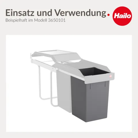 Hailo Inneneimer 1008779 Generation I 15 Liter für Tandem, Terzett Einbau Abfalleimer Kunststoff Küchenschrank Müllsystem