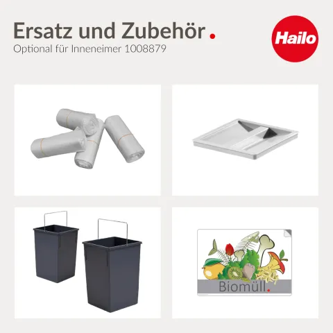Hailo Inneneimer 1008779 Generation I 15 Liter für Tandem, Terzett Einbau Abfalleimer Kunststoff Küchenschrank Müllsystem