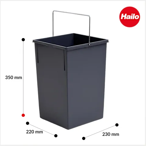HAILO Inneneimer 15 L 1008879 Abfalleimer Kunststoff dunkelgrau/hellgrau mit Deckel
