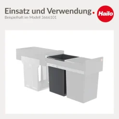 HAILO Inneneimer 15 L 1008879 Abfalleimer Kunststoff dunkelgrau/hellgrau mit Deckel